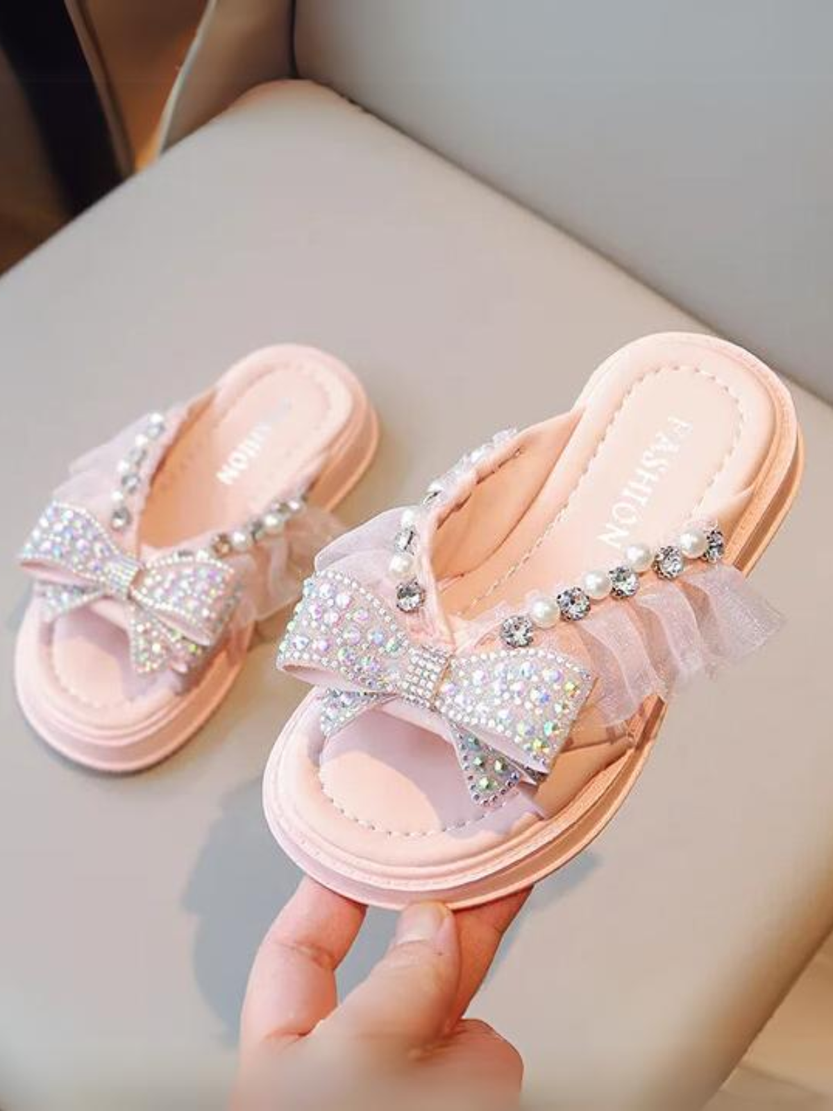 Mia Belle Girls Crystal & Pearl Sandals | Shoes By Liv & Mia