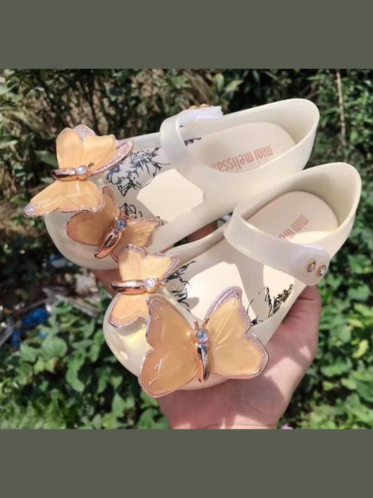Toddler Shoes By Liv & Mia | Girls Chic Creme Butterfly Jelly Flats