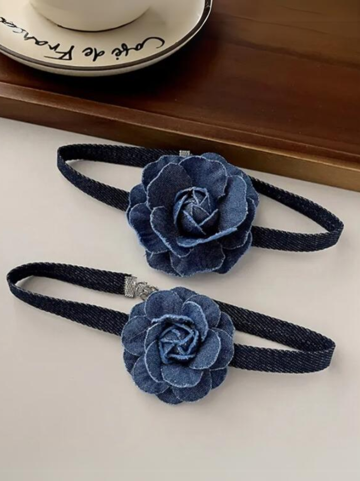 Mia Belle Girls Denim Rose Choker Necklace | Girls Accessories