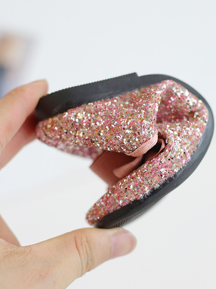 Grace & Glam Glitter Bow Ballet Flats