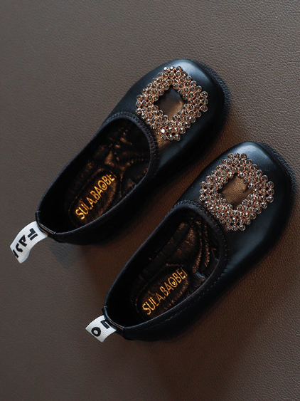 Shoes By Liv & Mia | Girls Square Toe Buckle Ballet Flats