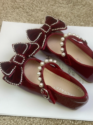 Shoes By Liv & Mia | Rhinestone Pearl Mary Jane Flats - Mia Belle Girls