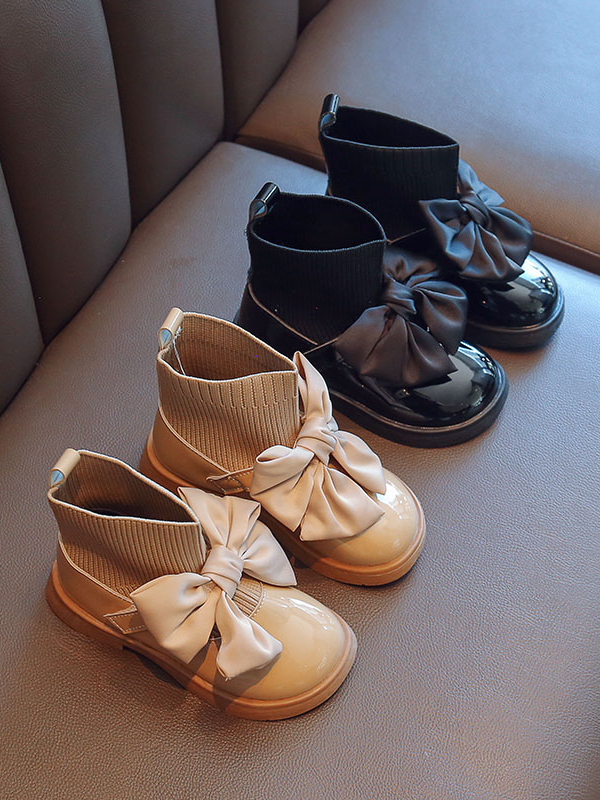 Shoes By Liv & Mia | Girls Satin Bow Sock Loafers | Boutique Shoes 