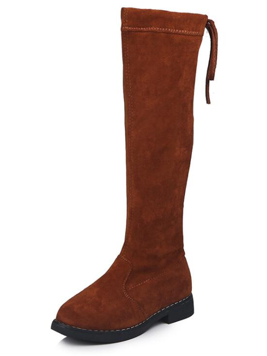 Shoes By Liv & Mia | Girls Faux Suede Brown Knee-High Boots
