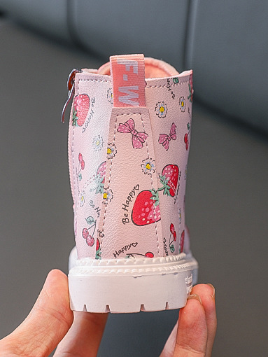 Shoes By Liv & Mia | Girls Strawberry Print Lace-Up Boots
