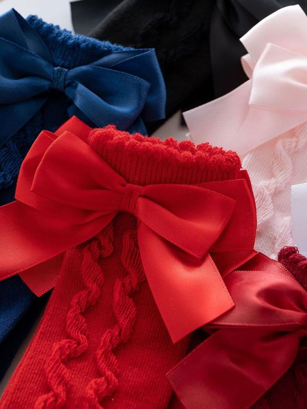 Everyday Accessories For Girls | Cascading Swirl Bow Knee High Socks
