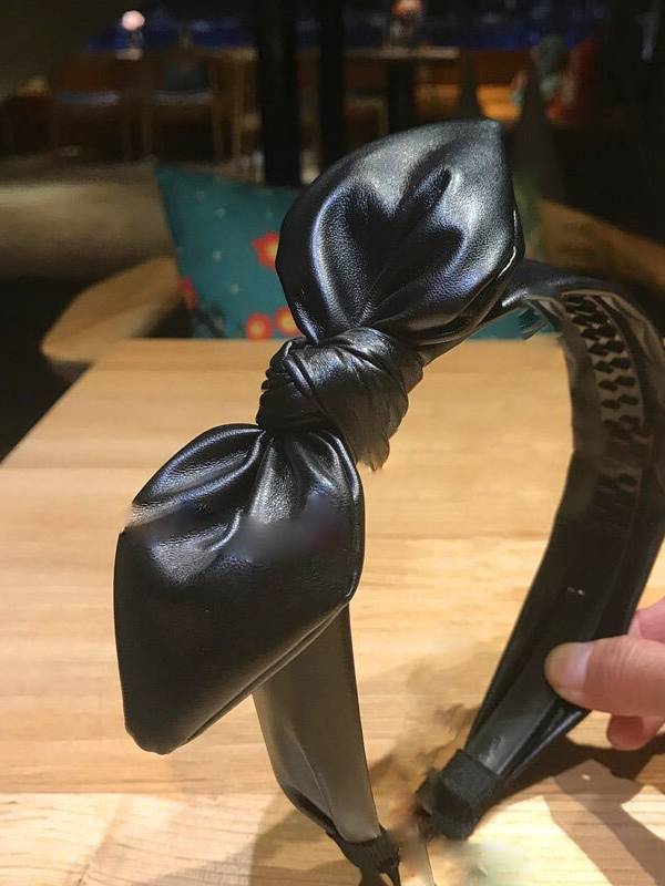 Girls Vegan Leather Bow Headband