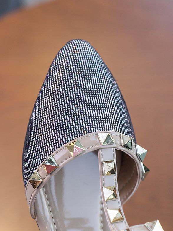 Shoes By Liv & Mia | Studded Pointed Toe Ankle Strap Flats