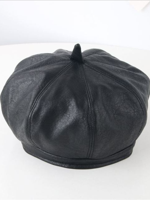 Girls Vegan Leather Bonnet Cap Black