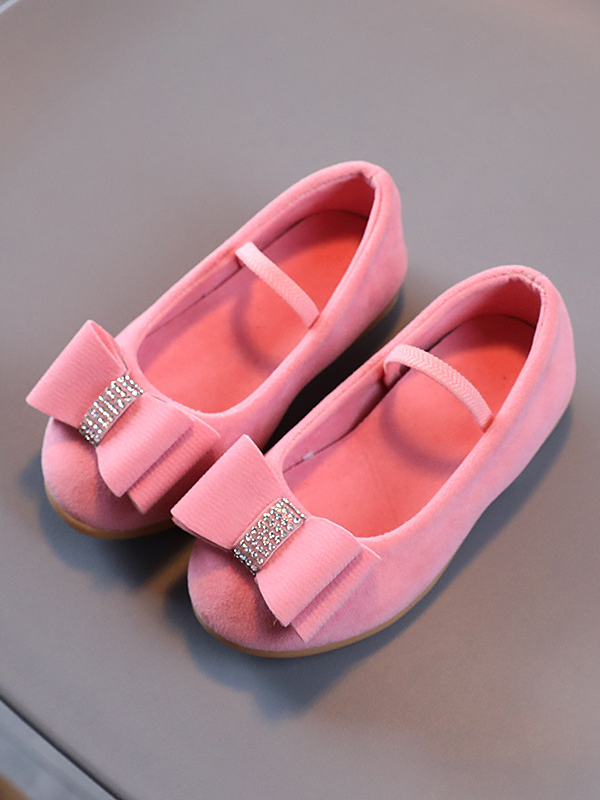 Shoes By Liv & Mia | Velvet Rhinestone Bow Flats - Mia Belle Girls