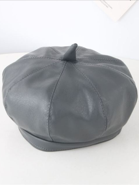 Girls Vegan Leather Bonnet Cap Grey