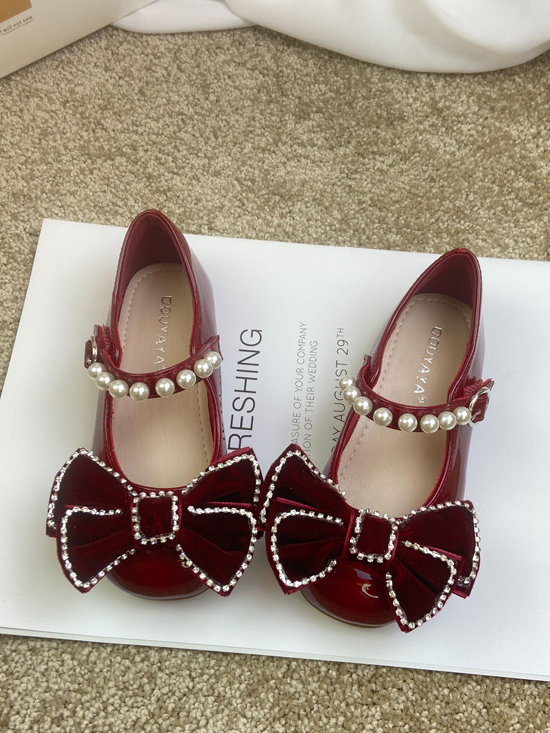 Shoes By Liv & Mia | Rhinestone Pearl Mary Jane Flats - Mia Belle Girls