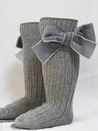 Every Accessories For Girls | Ribbed Knee High Velvet Bow Socks