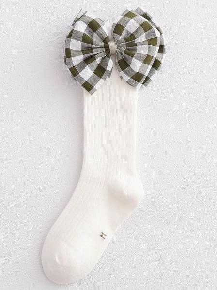 Girls Plaid Little Bow Socks