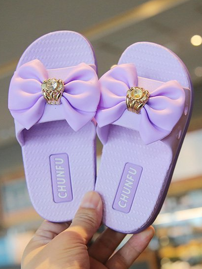 Girls Jeweled Butterfly Knot Slides By Liv and Mia - Mia Belle Girls