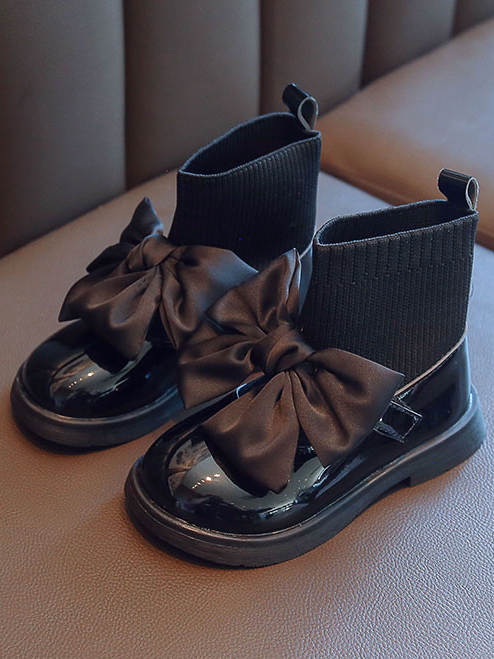 Shoes By Liv & Mia | Girls Satin Bow Sock Loafers | Boutique Shoes 