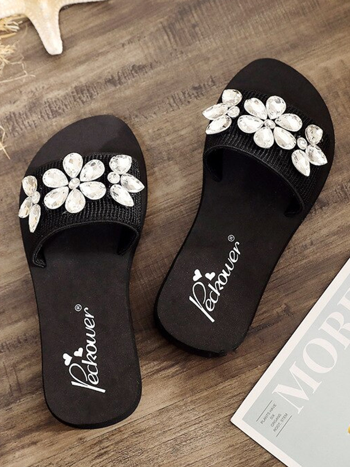 Shoes By Liv & Mia | Girls Rhinestone Embellished Flip Flops