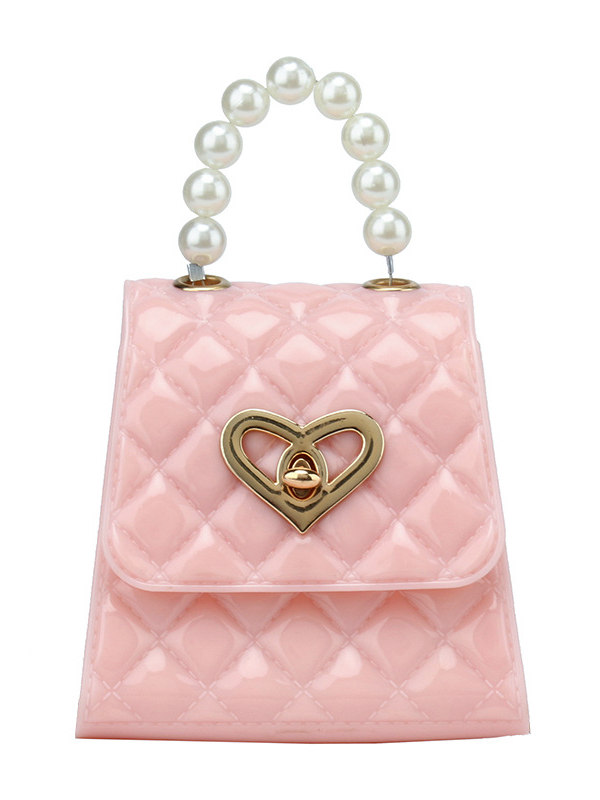 Little Girls Accessories | Patent Heart & Pearls Crossbody Purse