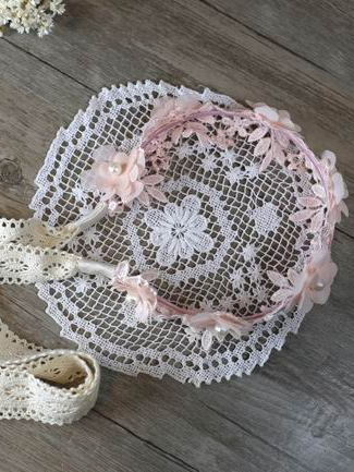 Kids Flower Lace Headband - Pink | Girls Hair Accessories - Mia Belle Girls