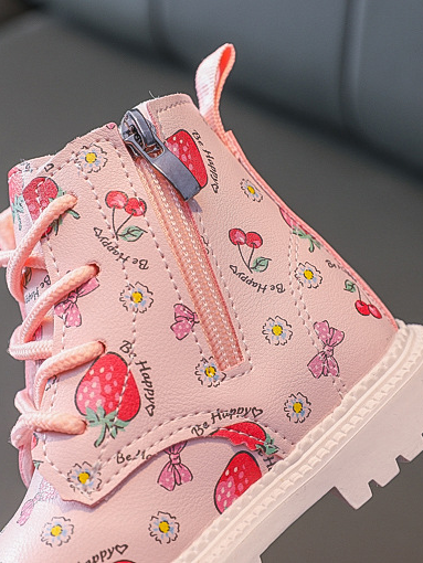 Shoes By Liv & Mia | Girls Strawberry Print Lace-Up Boots