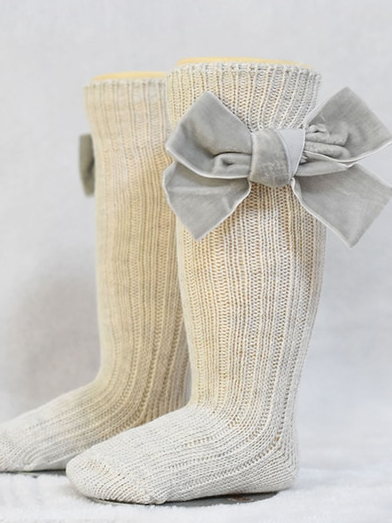 Every Accessories For Girls | Ribbed Knee High Velvet Bow Socks