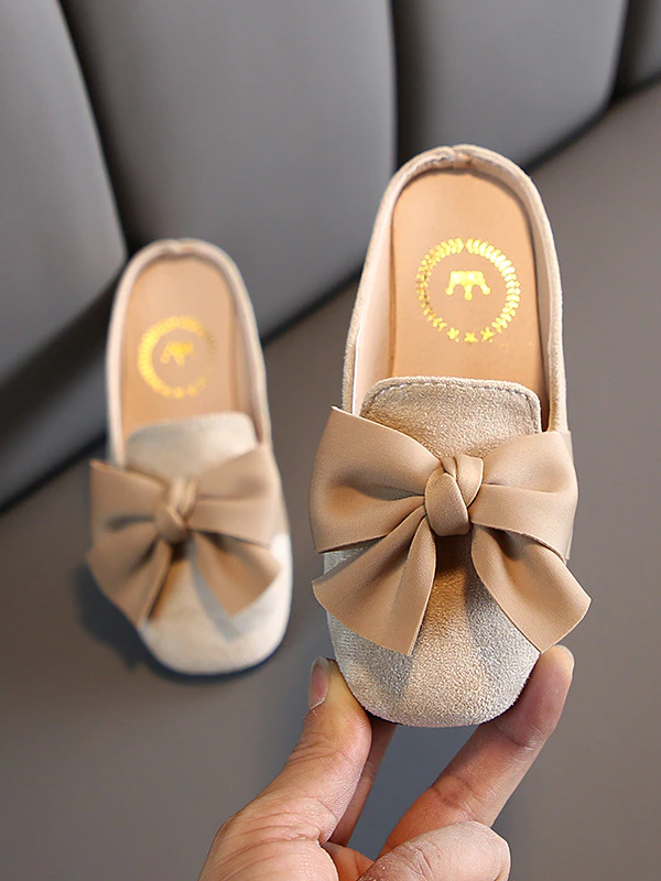 Shoes By Liv & Mia | Toddler Girls Big Bow Suede Slide Loafers