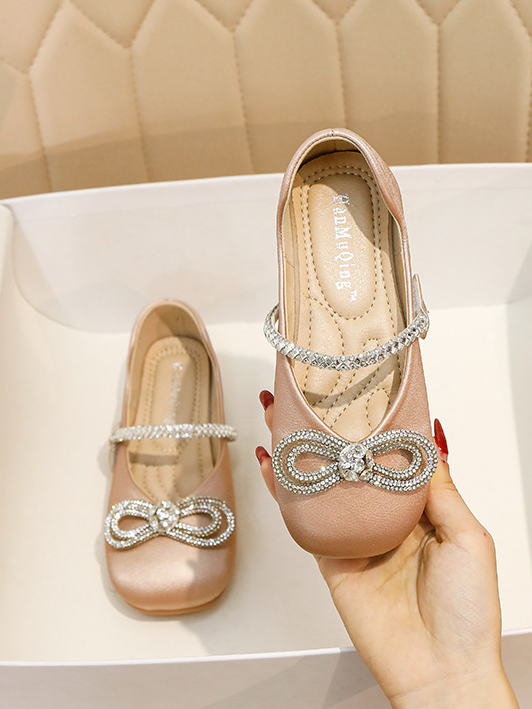 Shoes By Liv & Mia | Girls Diamond Bow Ballet Flats