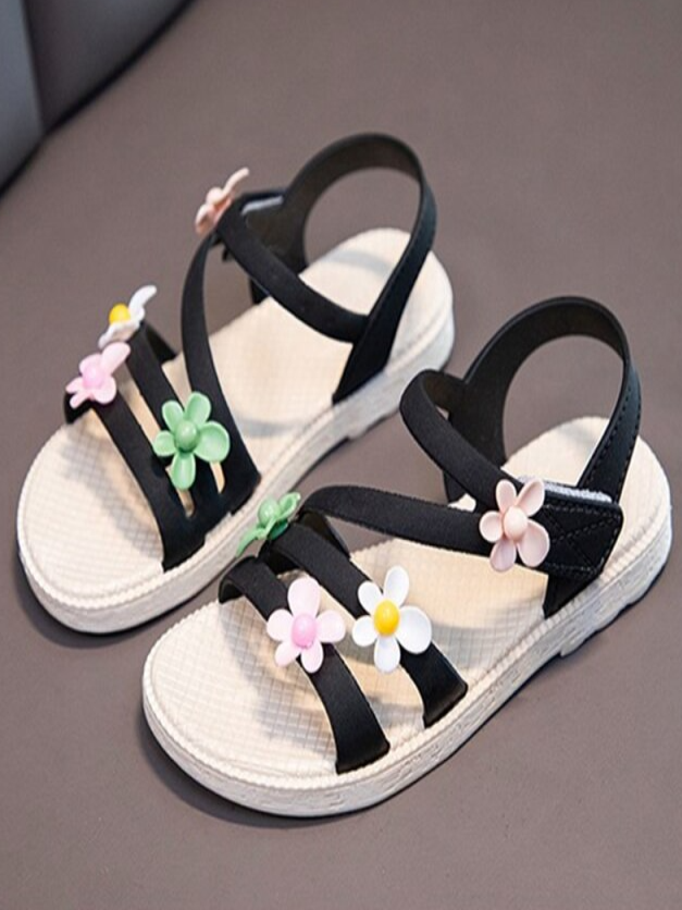 Girls Little Summer Sandals By Liv and Mia - Black