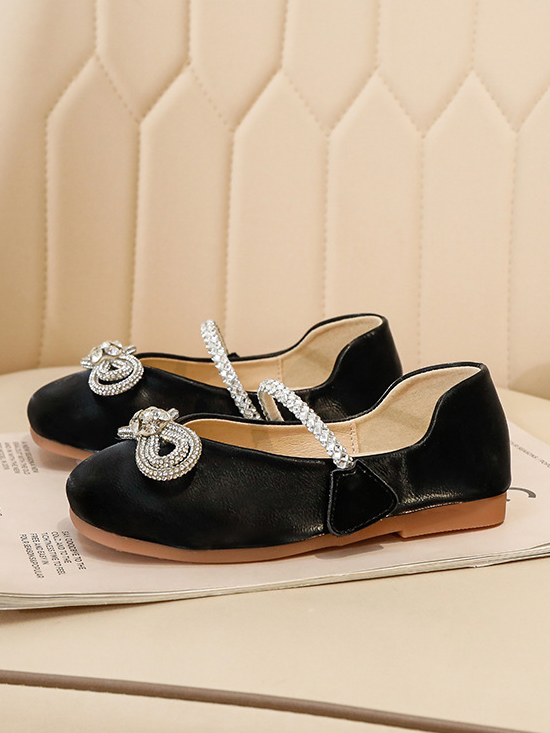 Shoes By Liv & Mia | Girls Diamond Bow Ballet Flats