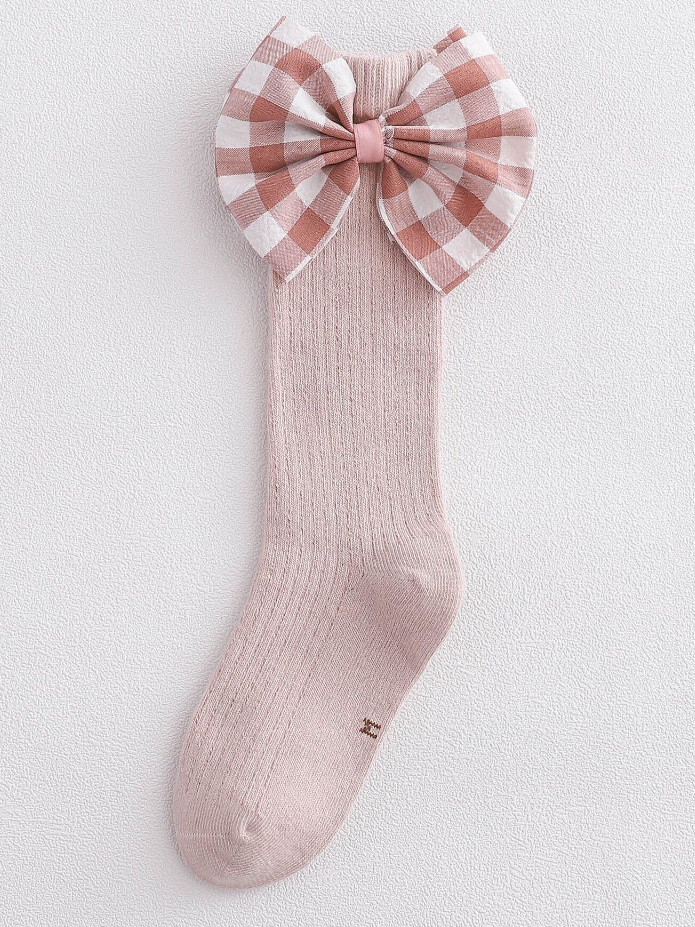 Girls Plaid Little Bow Socks