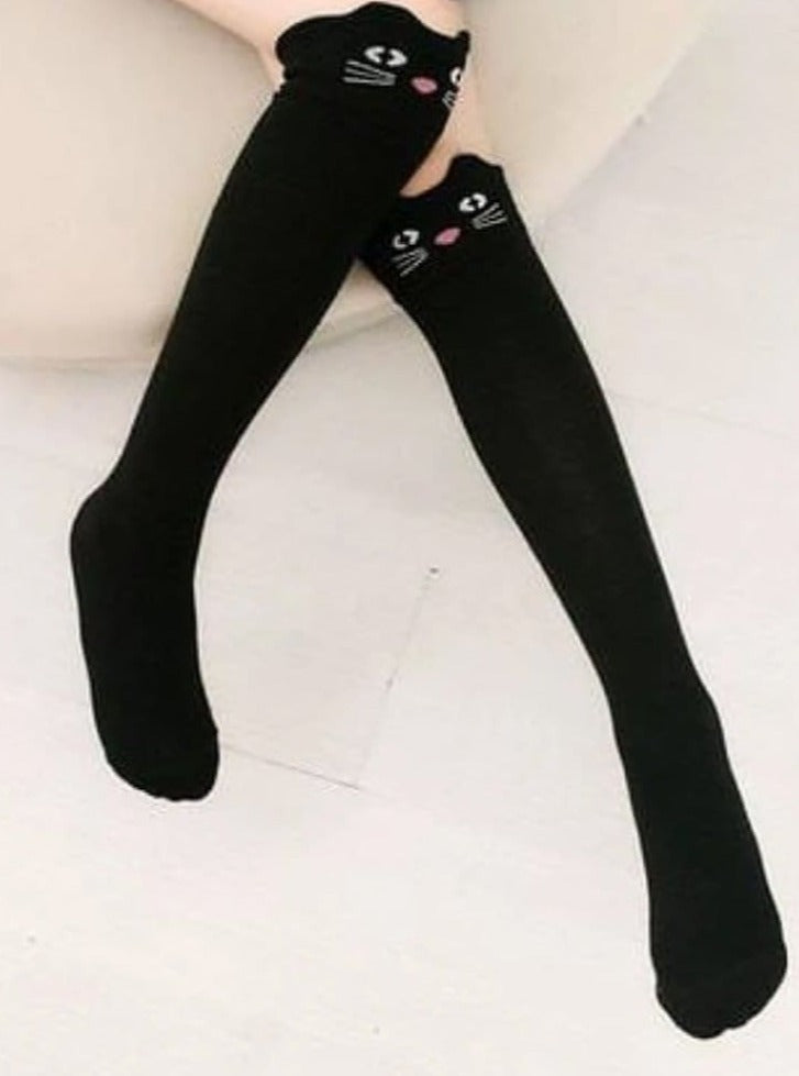Girls Animal Knee Socks - Black / 3-7 Years - Girls Socks