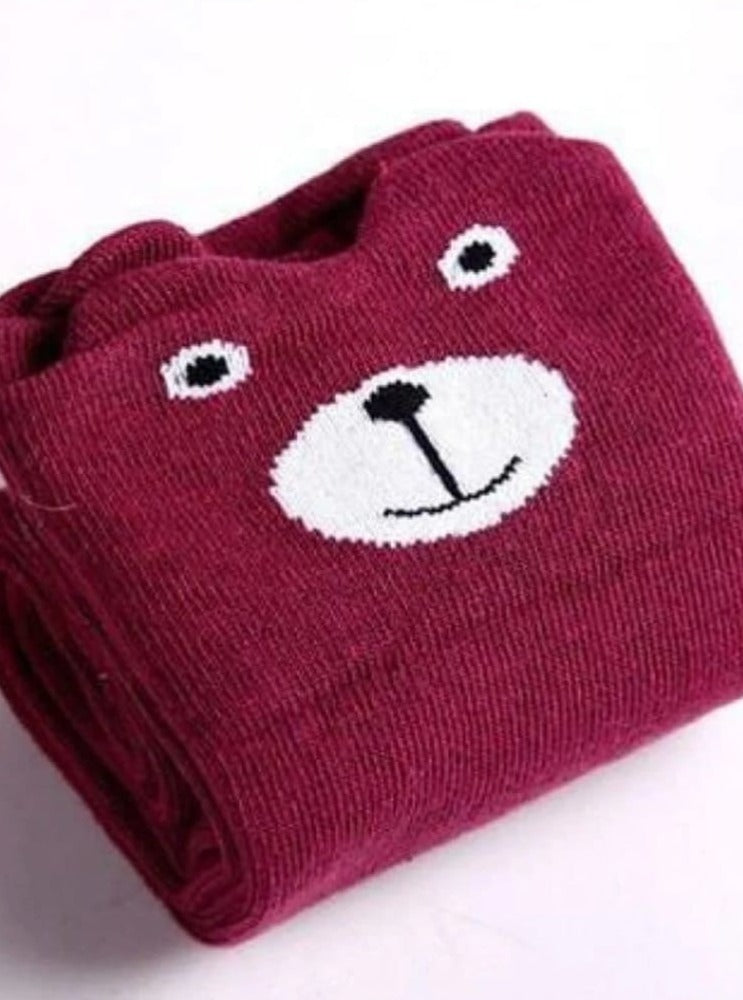Girls Animal Knee Socks - Burgundy / 3-7 Years - Girls Socks