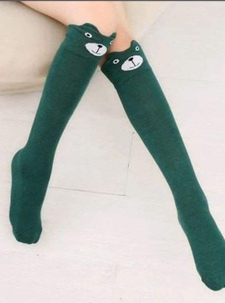 Girls Animal Knee Socks - Green / 3-7 Years - Girls Socks