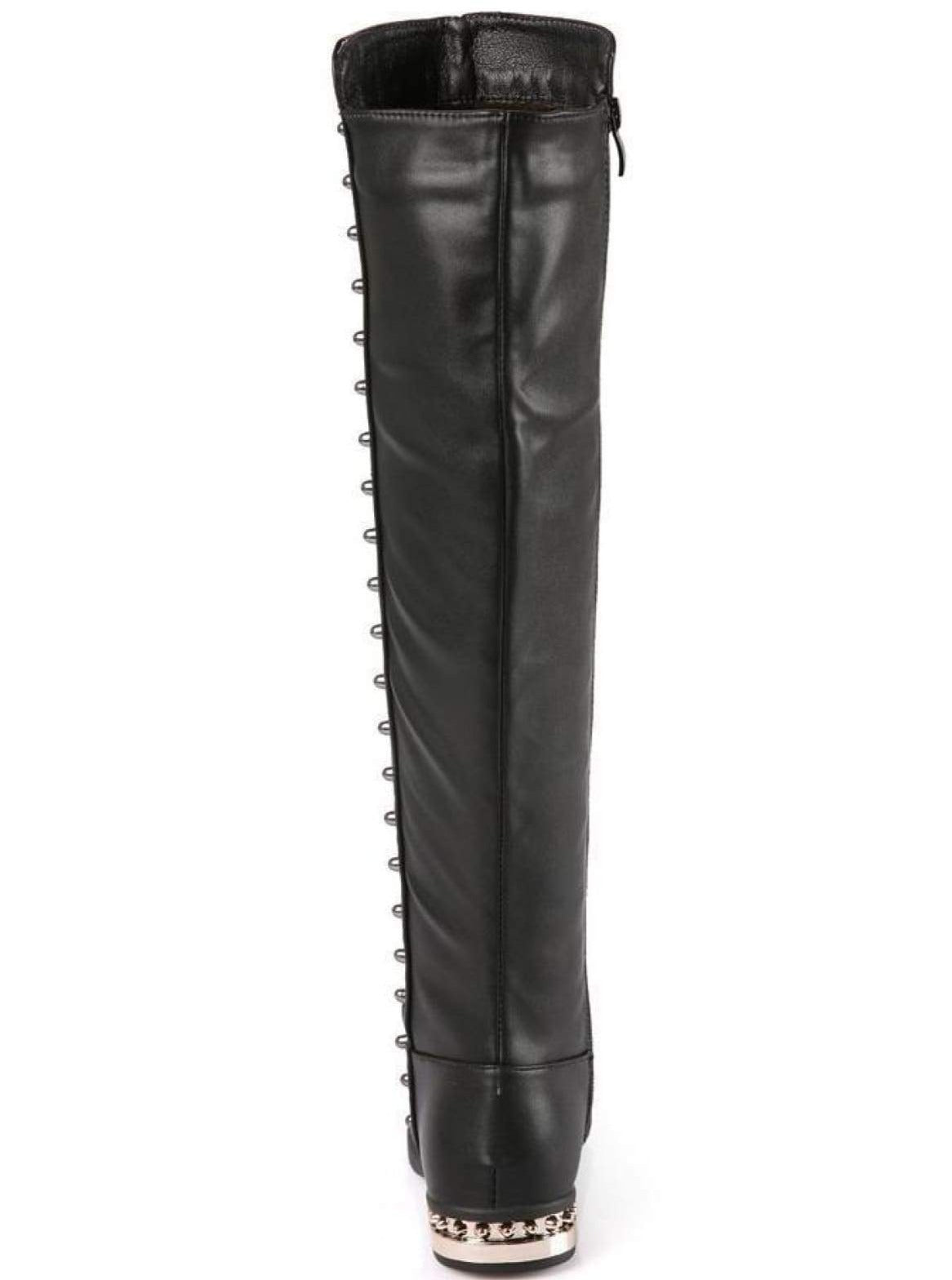 Shoes By Liv & Mia | Girls Black Gold Studded Knee High Boots