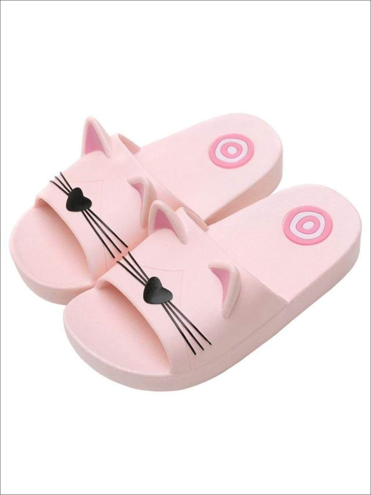 Girls Cat Face Slides - Pink / 1 - Girls Sandals