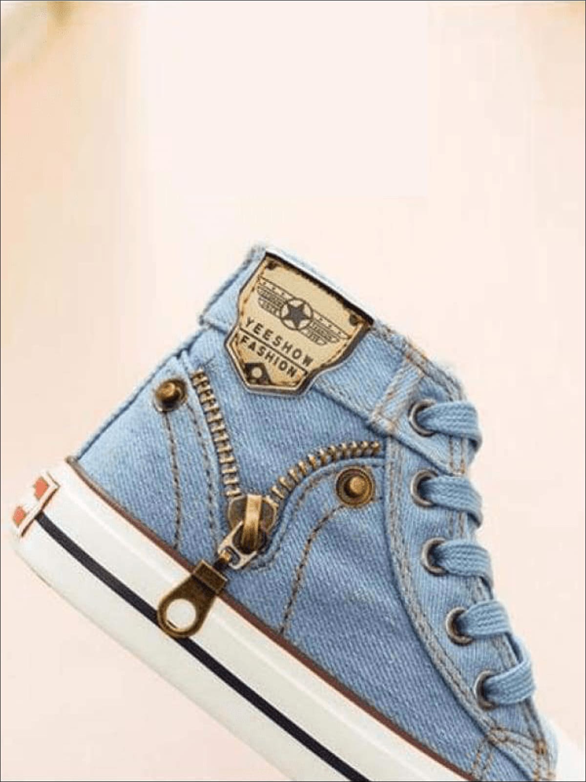 Shoes By Liv & Mia | Girls Denim Zip Up High Top Sneakers 