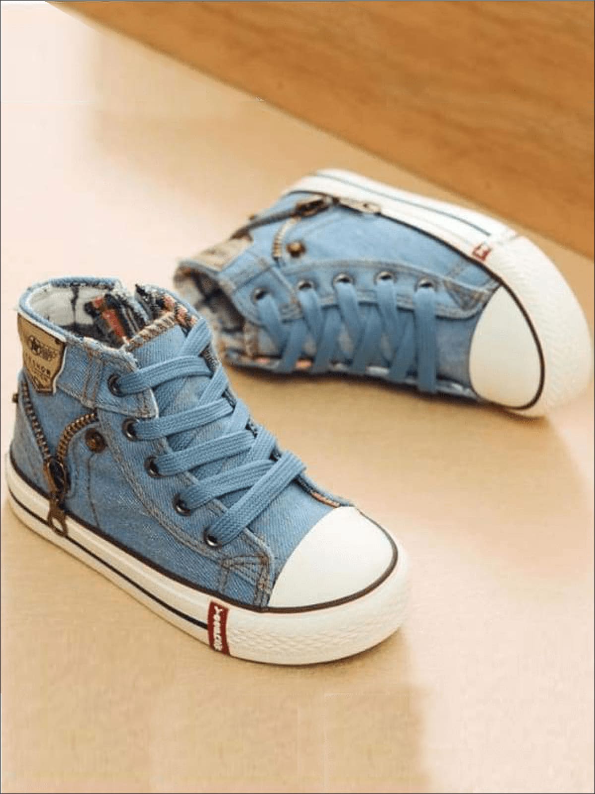 Shoes By Liv & Mia | Girls Denim Zip Up High Top Sneakers 