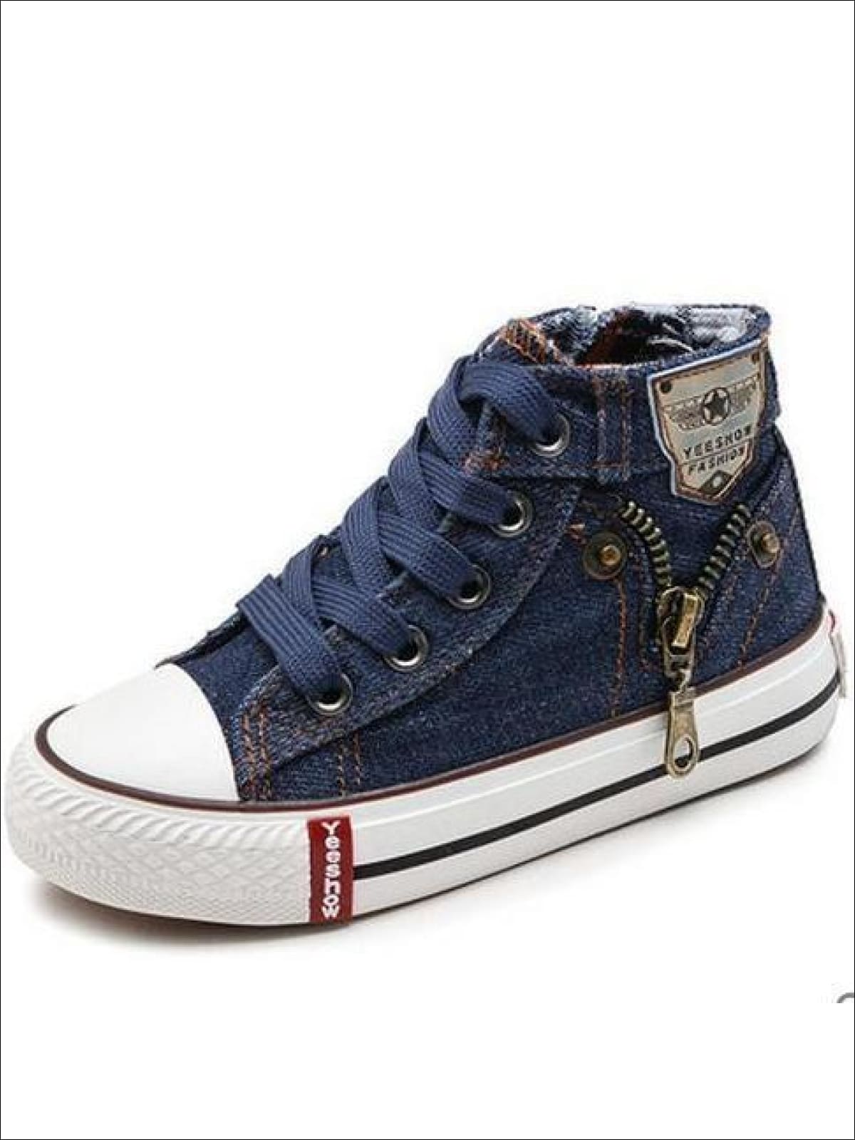 Shoes By Liv & Mia | Girls Denim Zip Up High Top Sneakers 