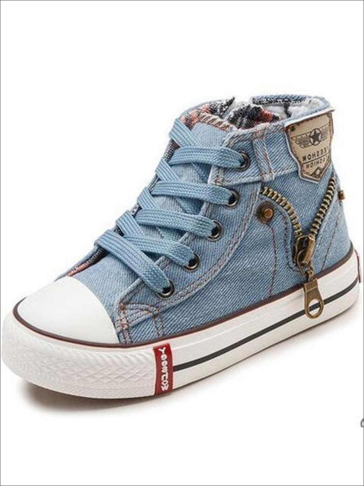 Shoes By Liv & Mia | Girls Denim Zip Up High Top Sneakers 