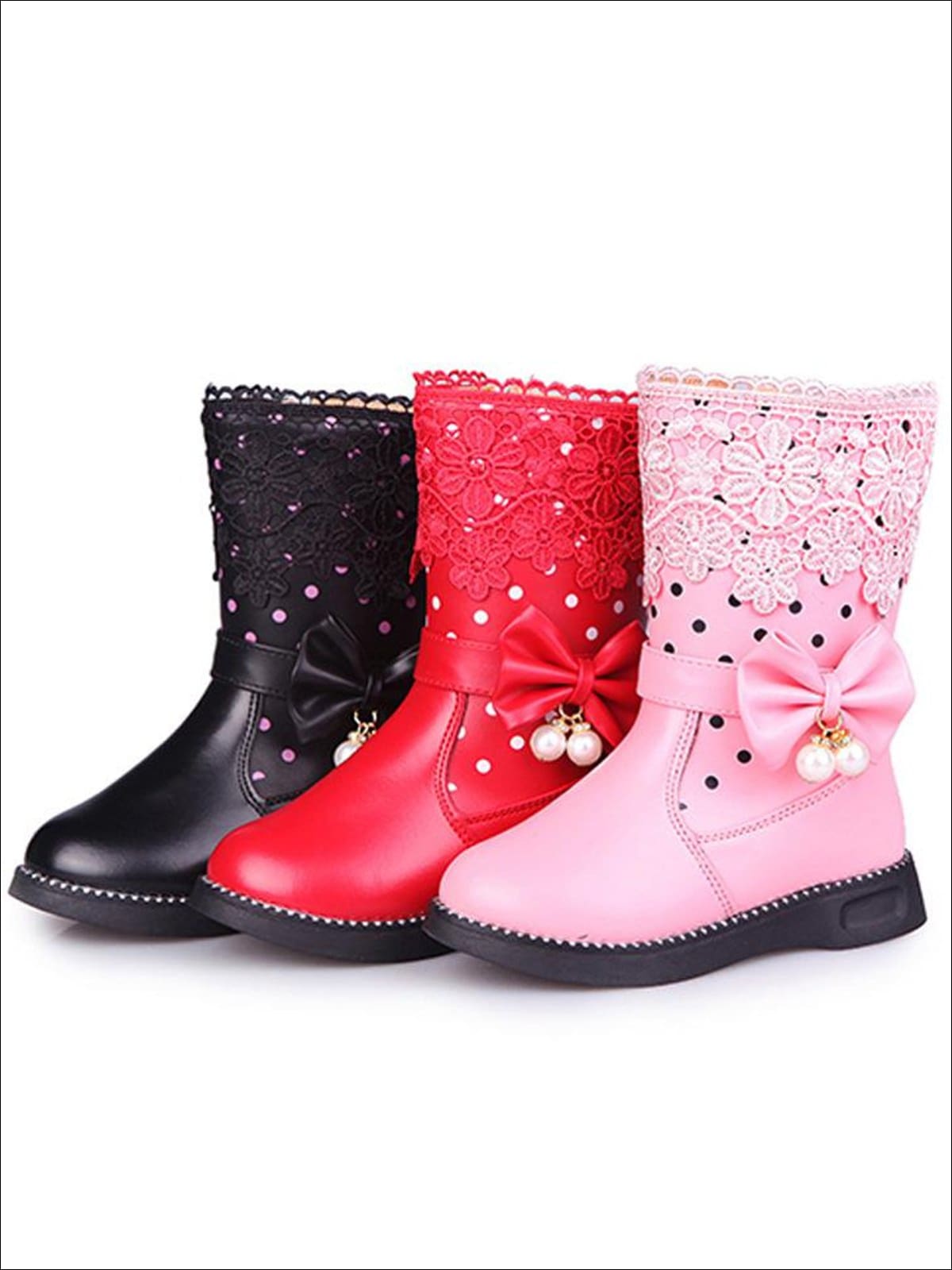 Shoes By Liv & Mia | Girls Polka Dot Mid-Calf Boots