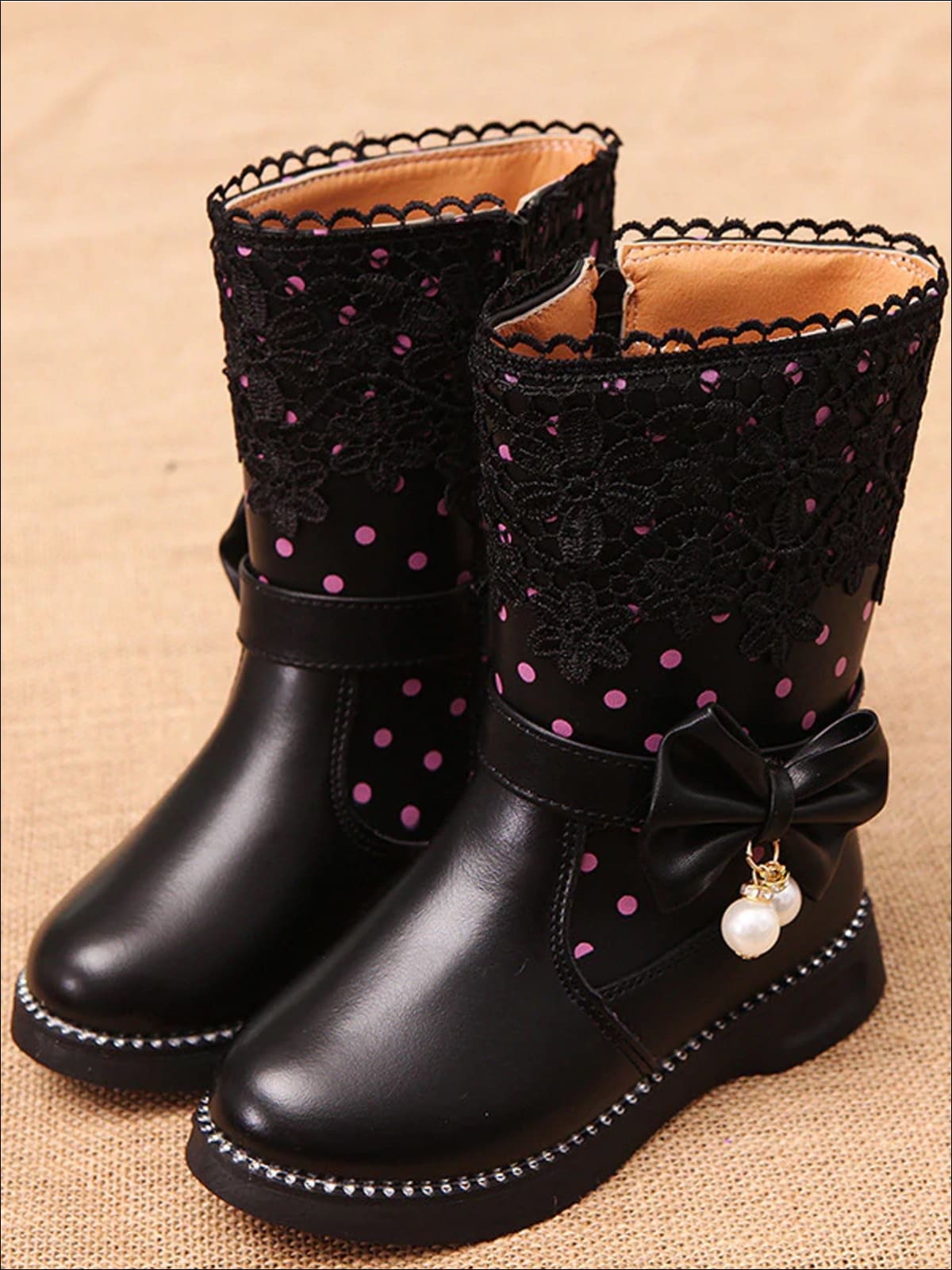 Shoes By Liv & Mia | Girls Polka Dot Mid-Calf Boots