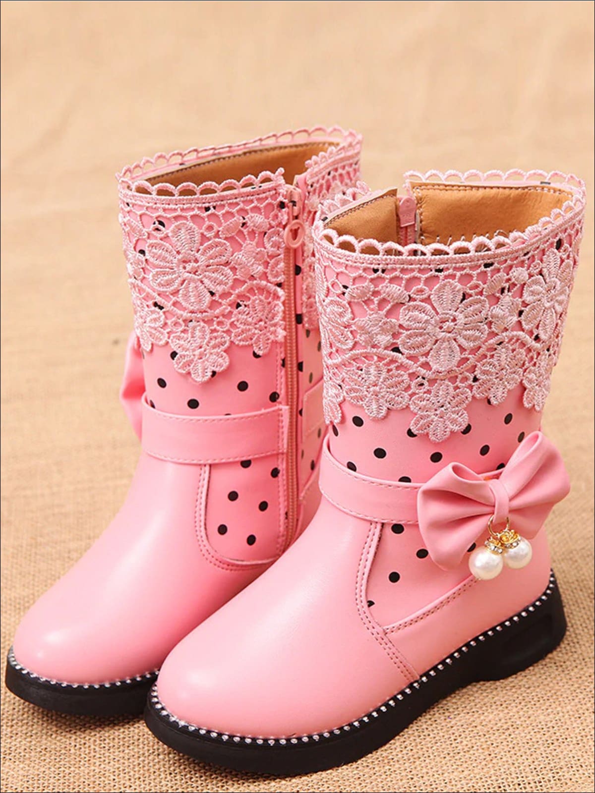 Shoes By Liv & Mia | Girls Polka Dot Mid-Calf Boots
