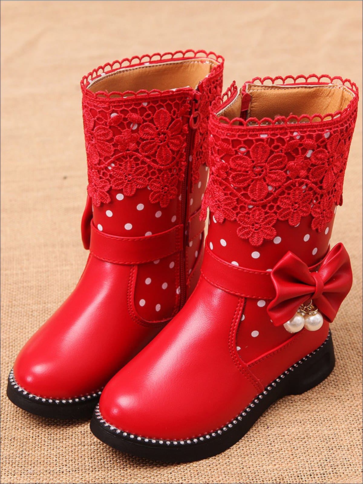 Shoes By Liv & Mia | Girls Polka Dot Mid-Calf Boots