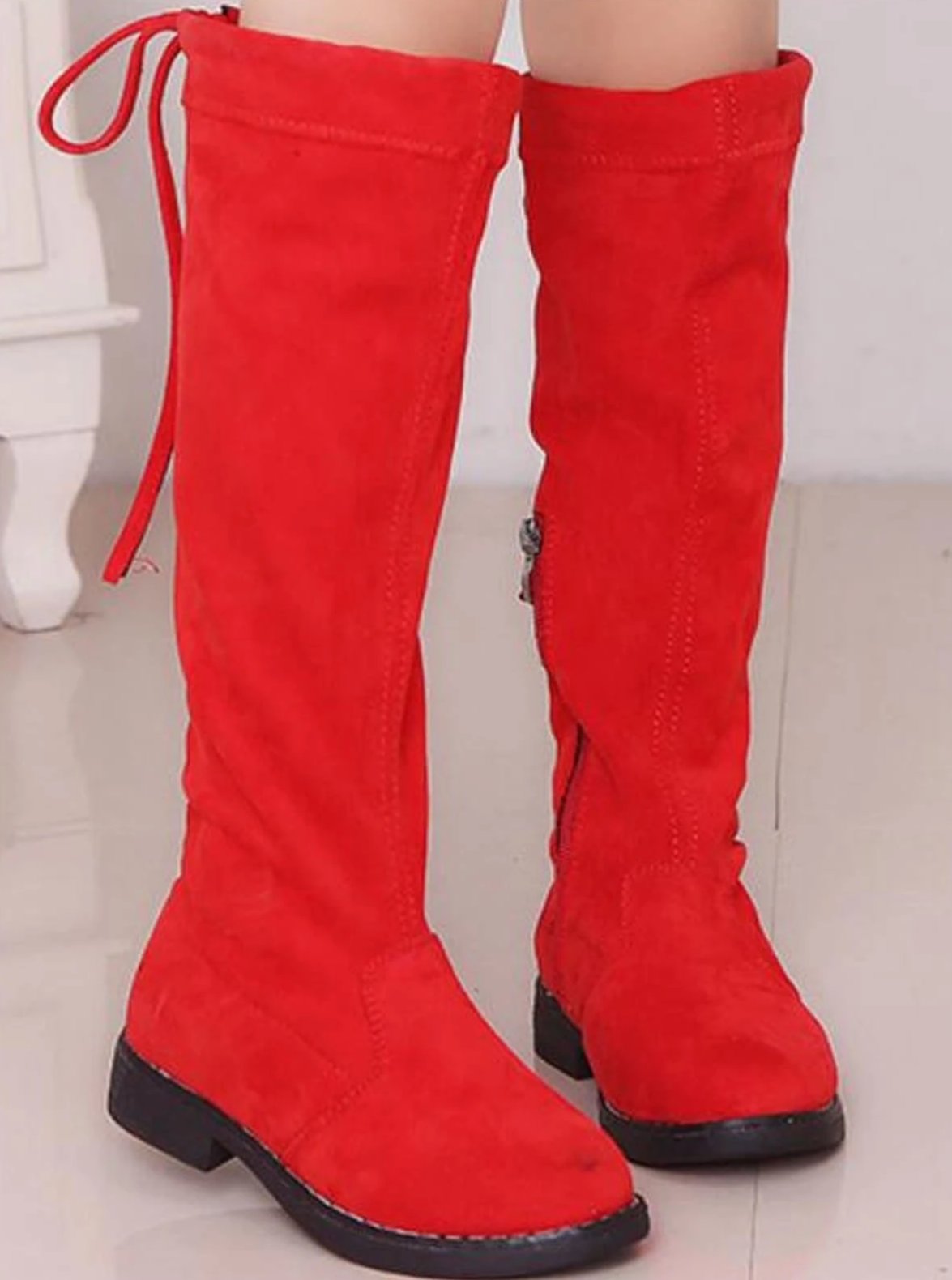 Shoes By Liv & Mia | Girls Faux Suede Red Knee-High Boots
