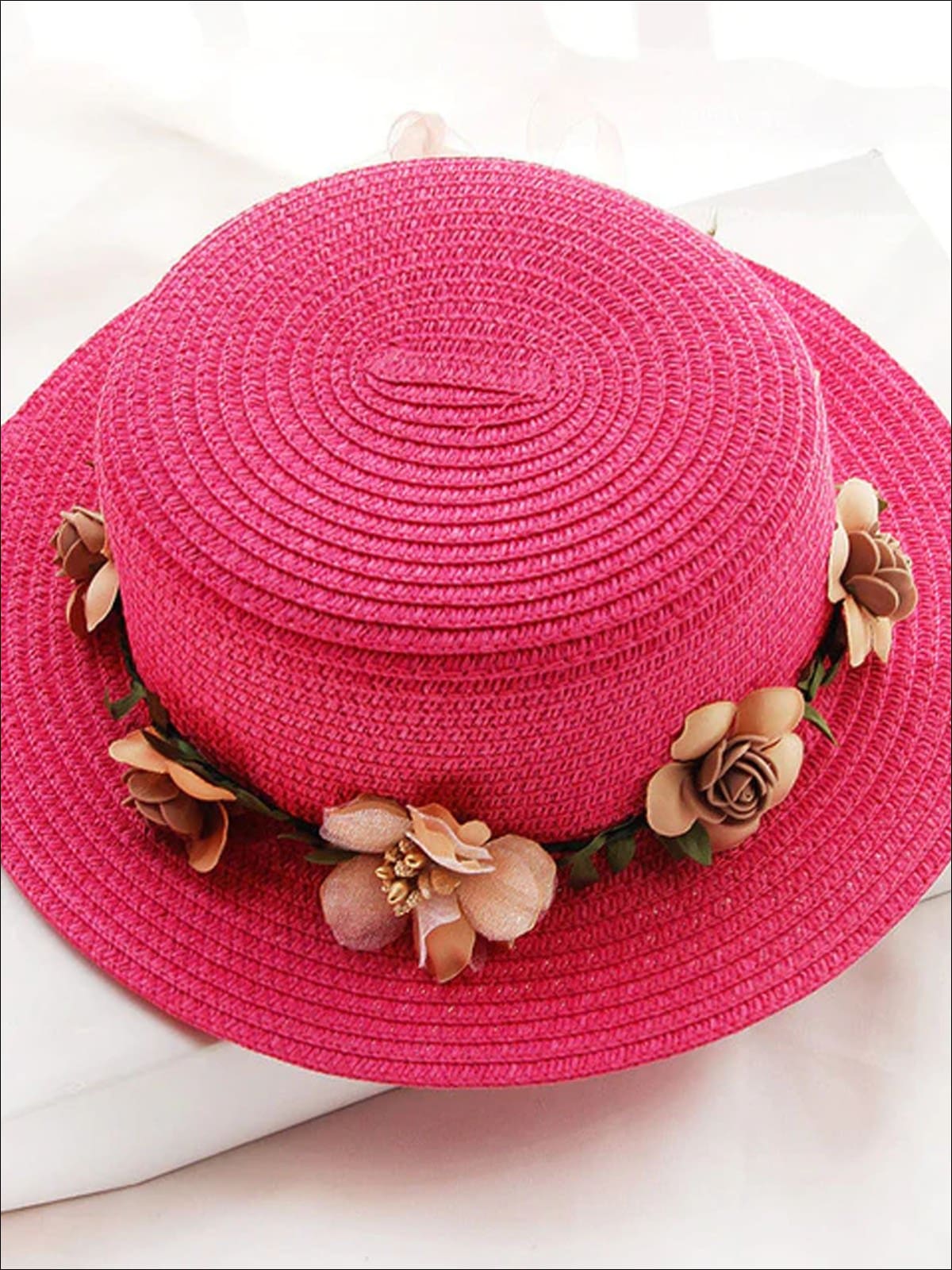 Girls Flower Banded Straw Hat - Girls Hats
