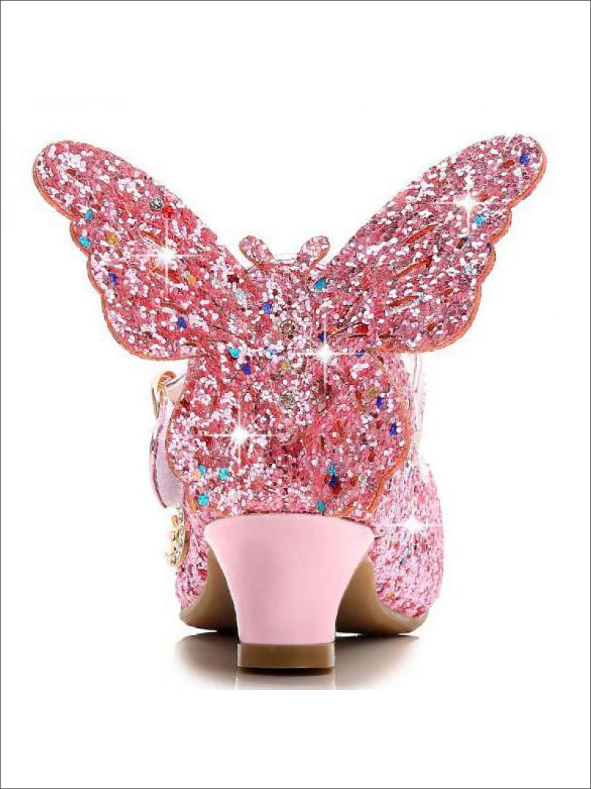 Girls Glitter Butterfly Mary Jane Mini Heels