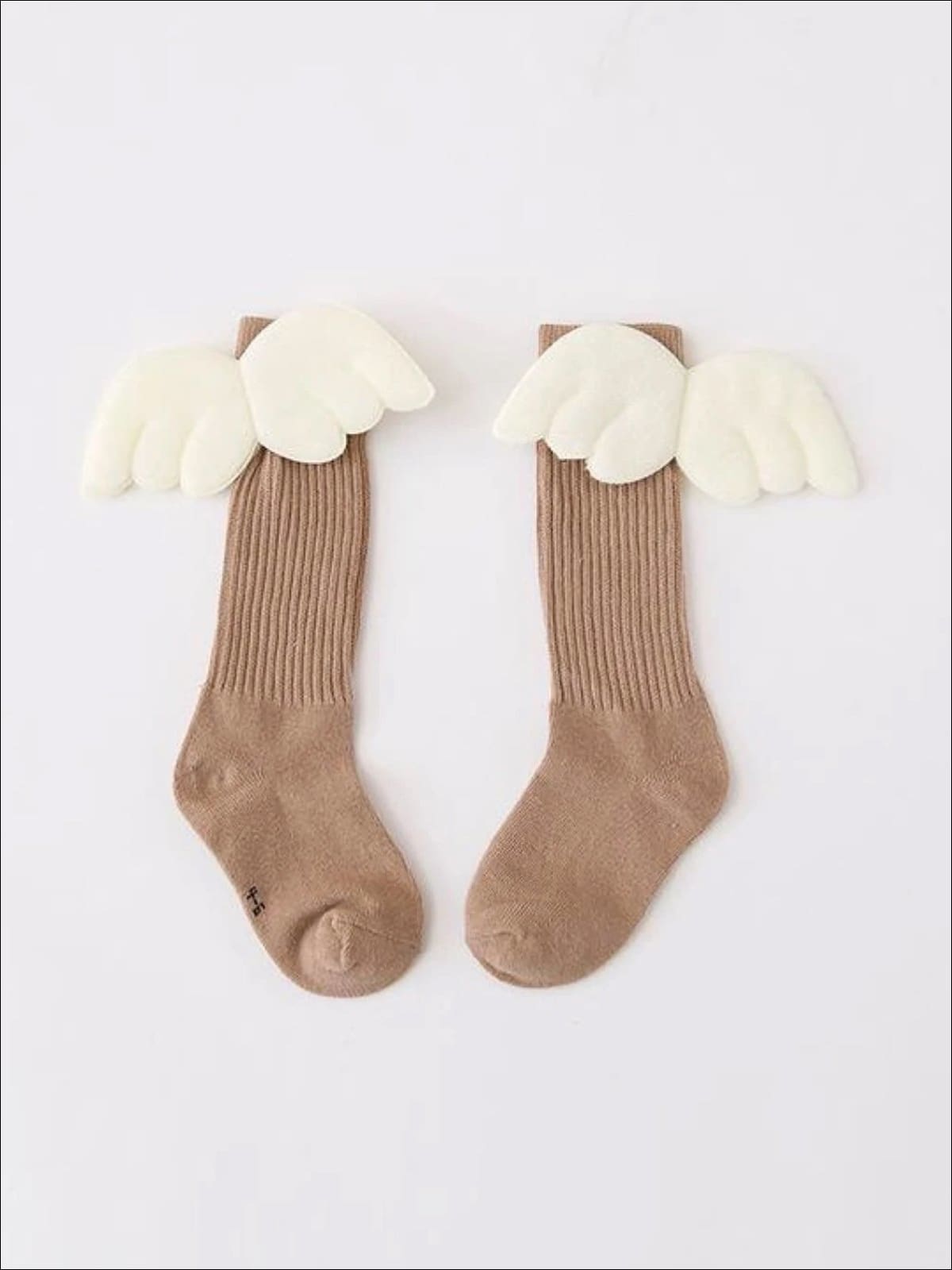 Girls Knee High Angel Wing Socks - Beige / 1 to 3 Years - Girls Socks