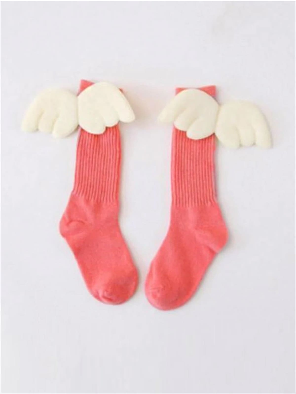 Girls Knee High Angel Wing Socks - Coral / 1 to 3 Years - Girls Socks