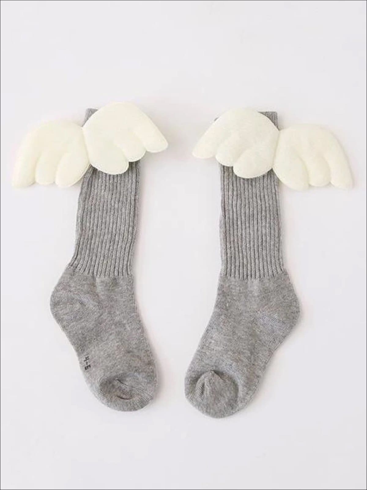 Girls Knee High Angel Wing Socks - Light Grey / 1 to 3 Years - Girls Socks