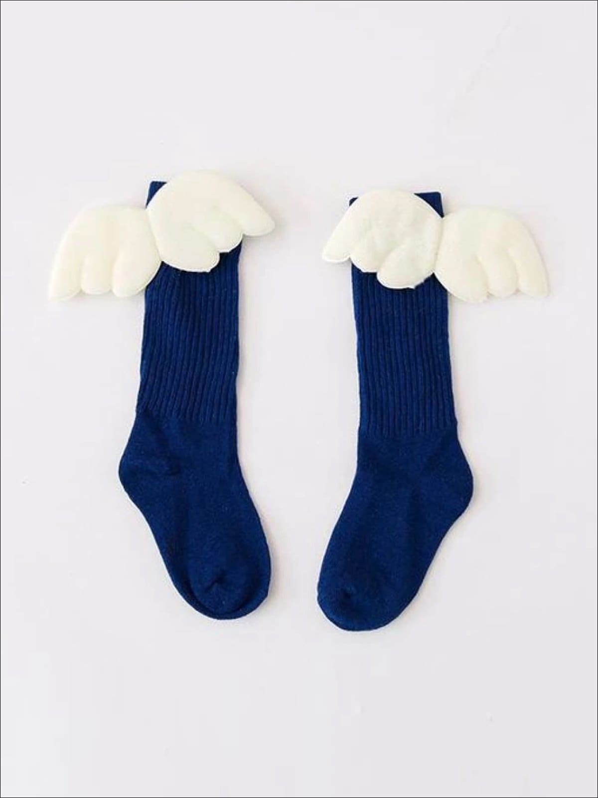 Girls Knee High Angel Wing Socks - Navy / 1 to 3 Years - Girls Socks